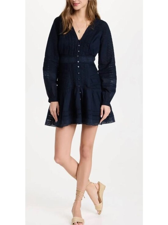 Veronica Beard Dresses & Skirts - NWT Veronica Beard Addilyn Long Sleeve Lace Mini Dress Ink Navy Size 6